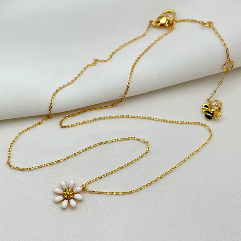 Kendra Scott Rustic Daisy Bee Rhinestone Enamel Necklace
